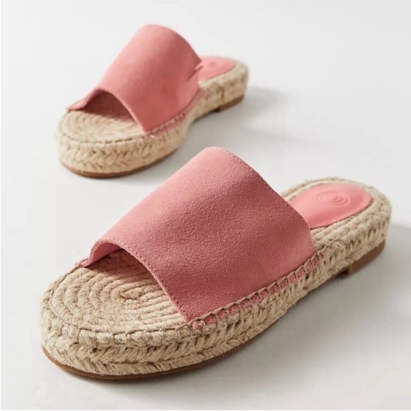 NIB Urban Outfitters Mimi Suede Espadrille Slide Sandals in Pink - Picture 3 of 8
